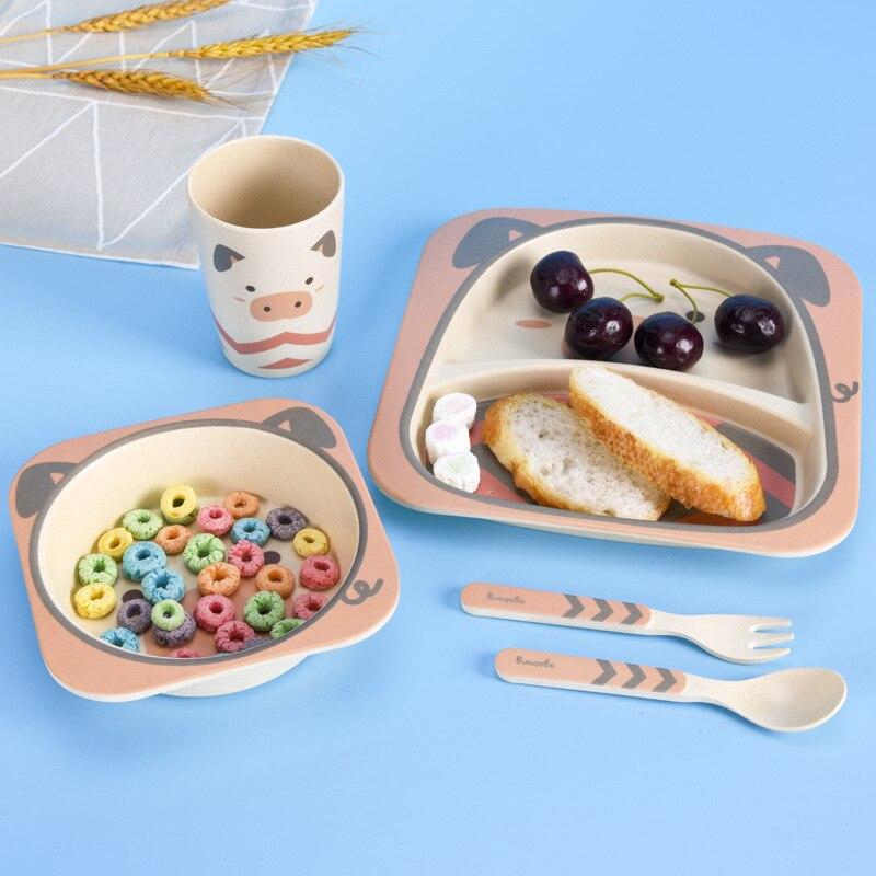 5pc Bamboo Tableware Set