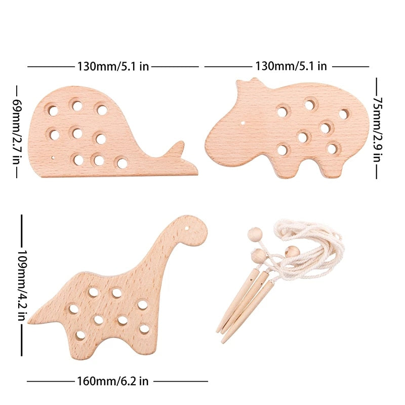 Wooden Threading Animal Board