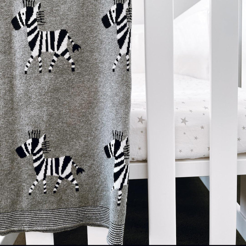 Knit Baby Blanket - Zebra