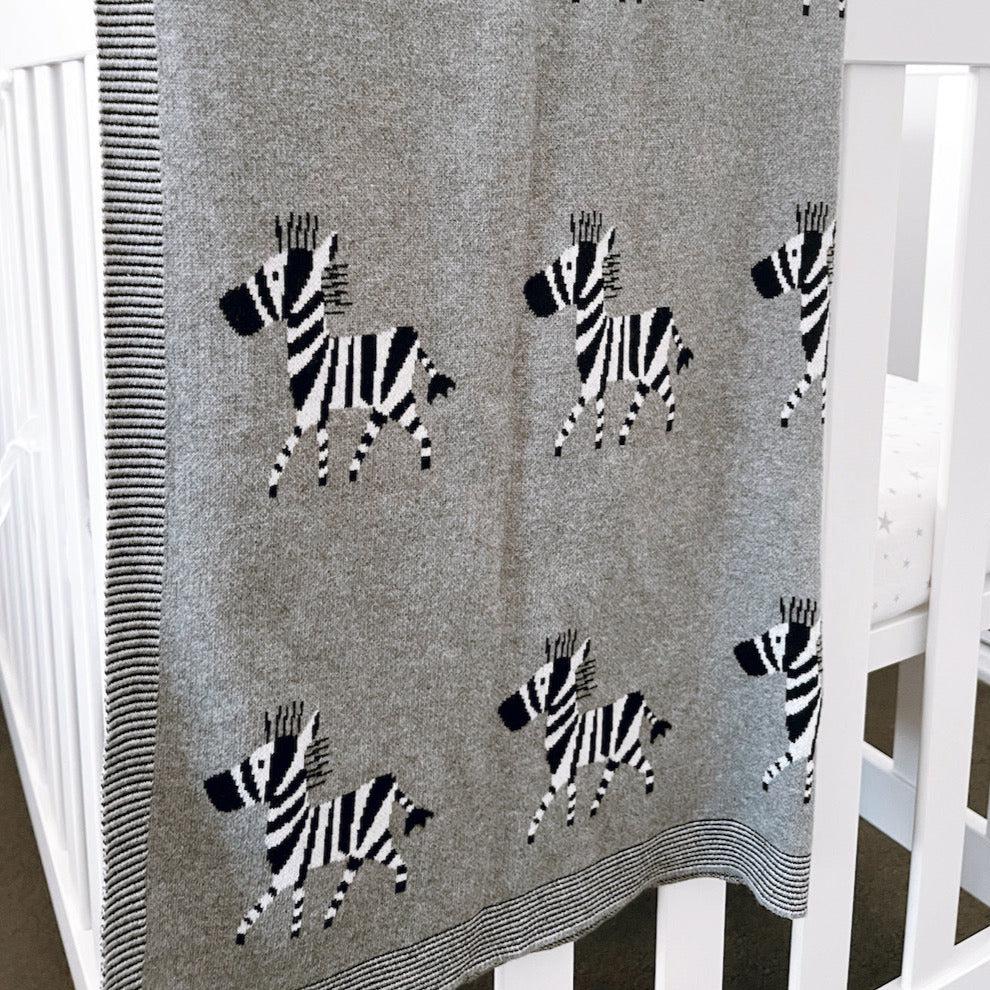 Knit Baby Blanket - Zebra