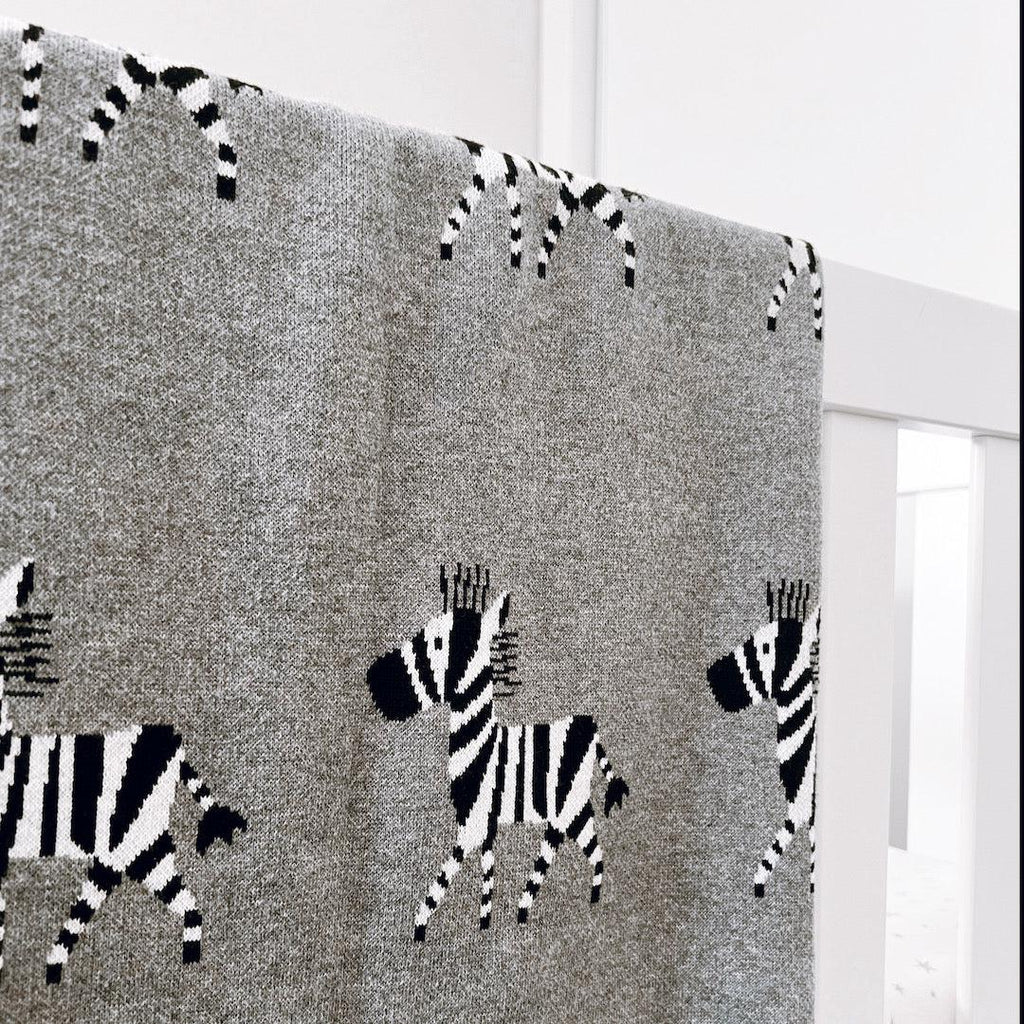 Knit Baby Blanket - Zebra