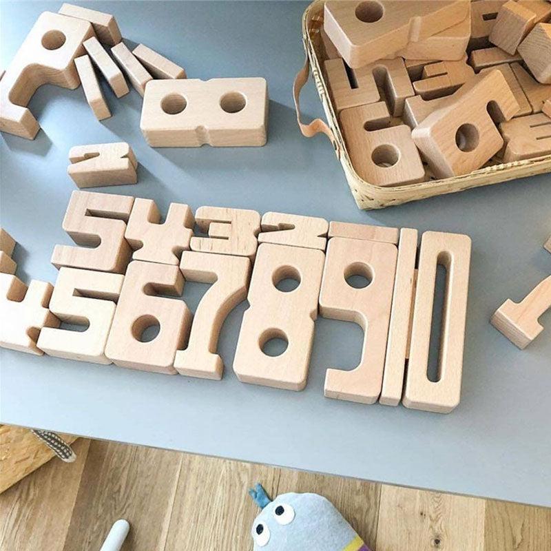 Mini Montessori Wooden Math Numbers Blocks