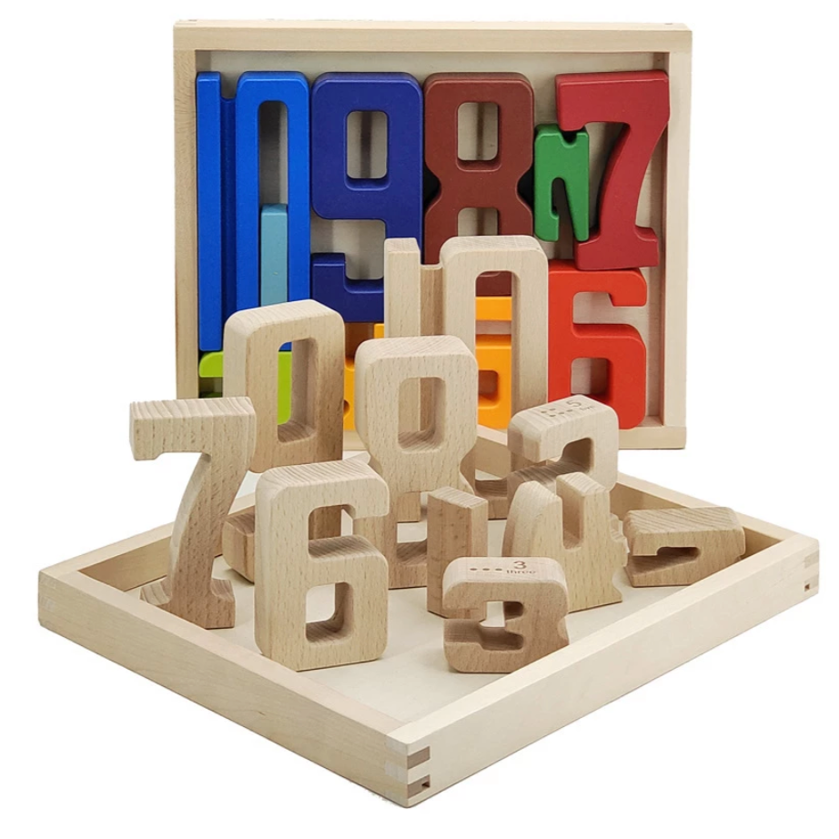 Montessori Wooden Math Numbers Blocks
