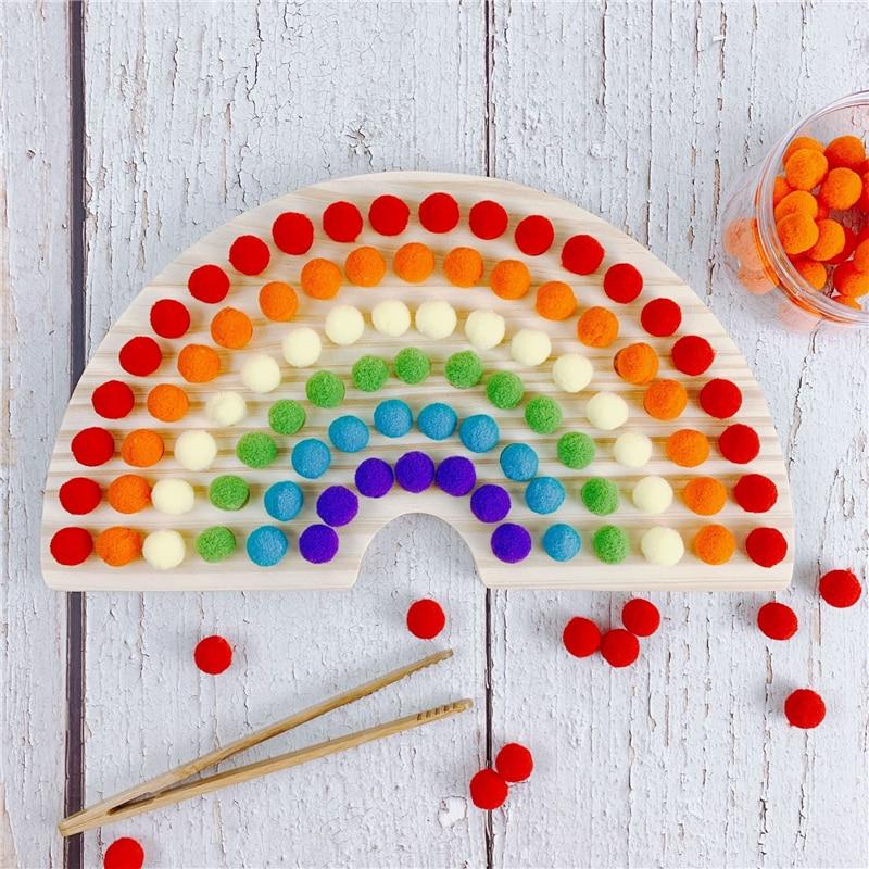 Montessori Pom Pom Rainbow Board
