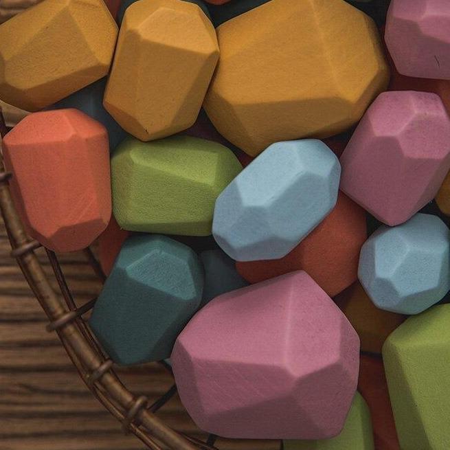 Wooden Colourful Building Stones