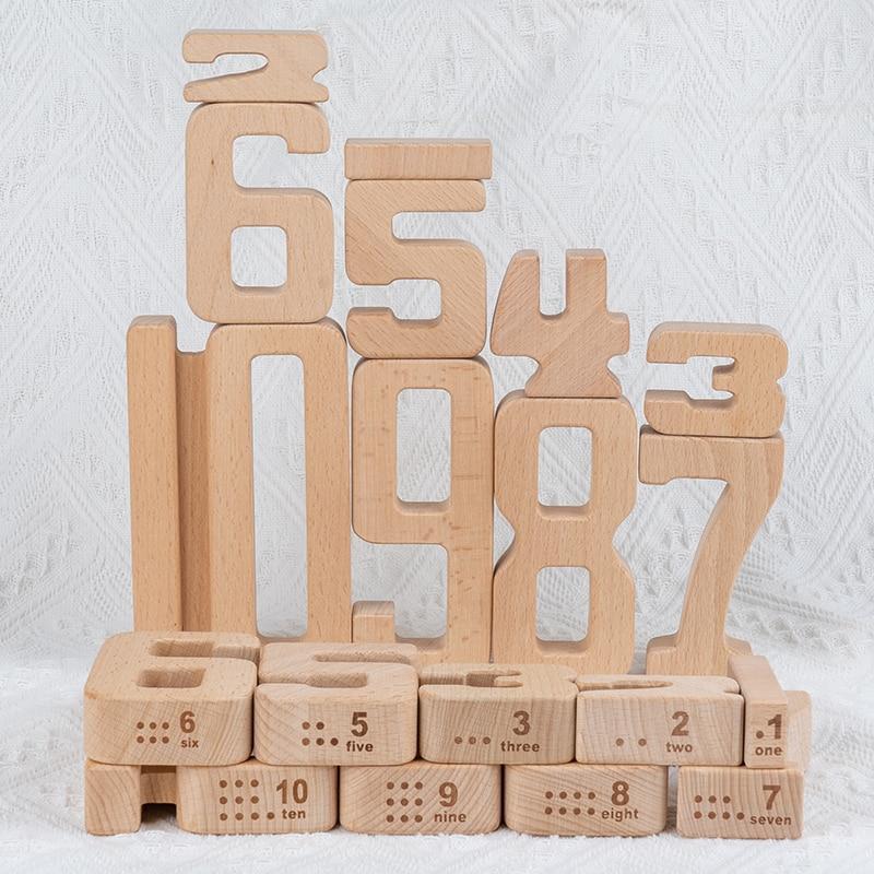 Montessori Wooden Math Numbers Blocks