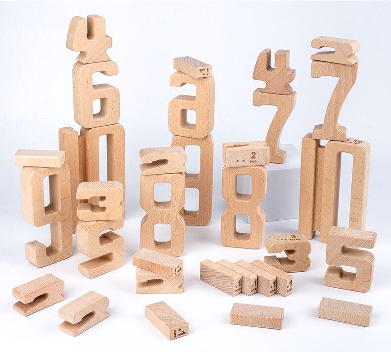 Montessori Wooden Math Numbers Blocks