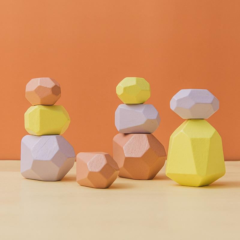 Wooden Pastel Building Stones