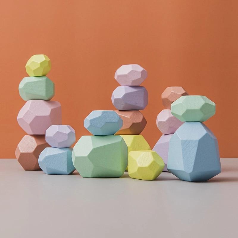 Wooden Pastel Building Stones