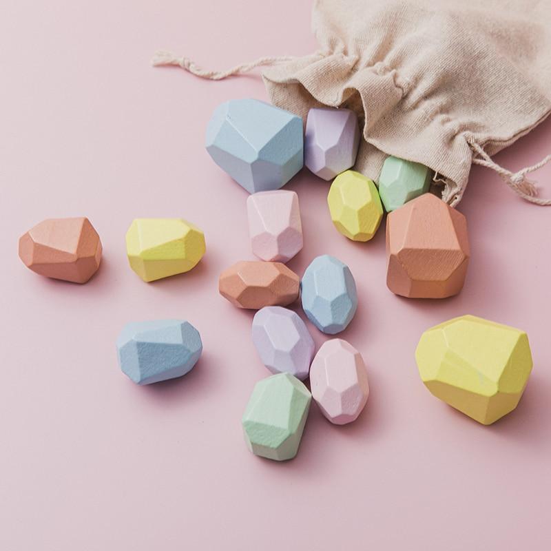 Wooden Pastel Building Stones
