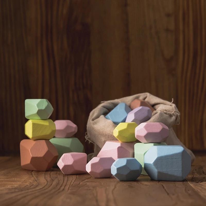 Wooden Pastel Building Stones