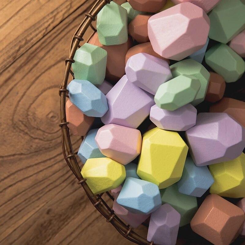 Wooden Pastel Building Stones
