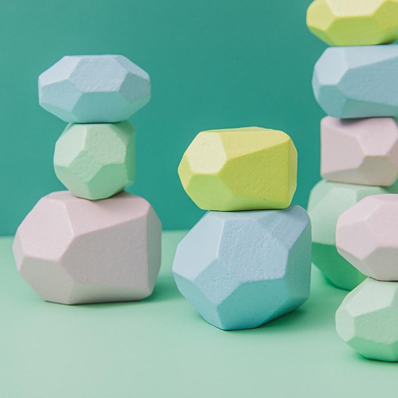 Wooden Pastel Building Stones